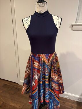 VENUS Navy Top with Black Script Detail